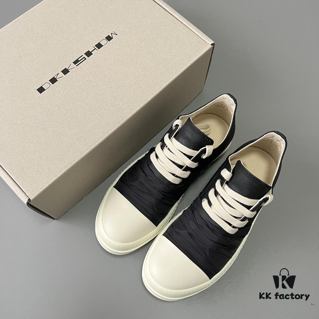 Rick Owens DRKSHDW Low-Top Black Nylon Mesh Composite with Wrinkled Texture