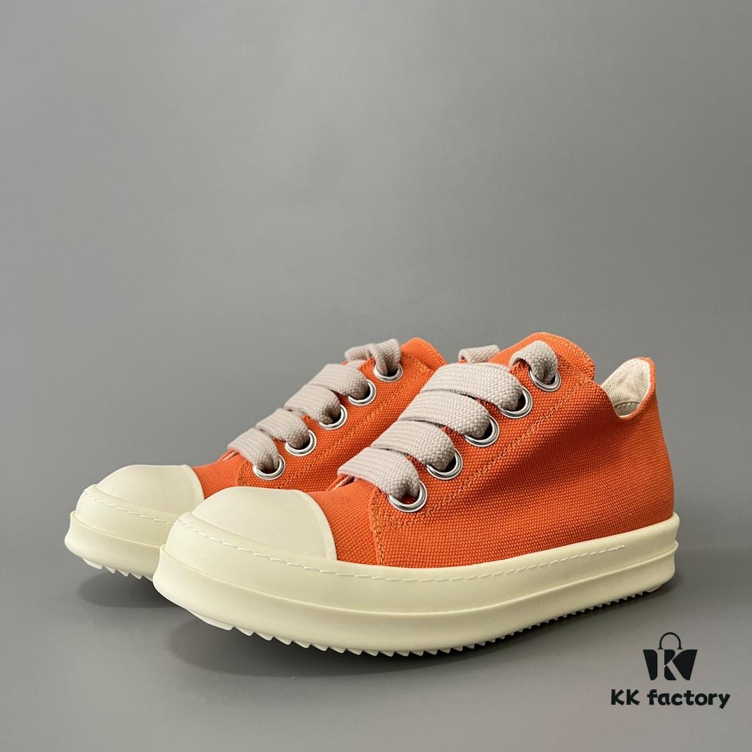 Rick Owens DRKSHDW Orange Canvas Low-top Sneakers with Thick Laces
