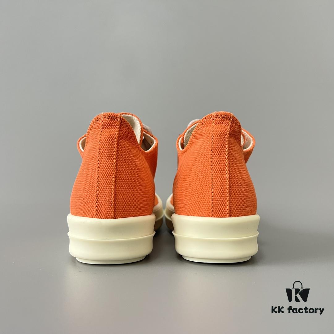 Rick Owens DRKSHDW Orange Canvas Low-top Sneakers with Thick Laces