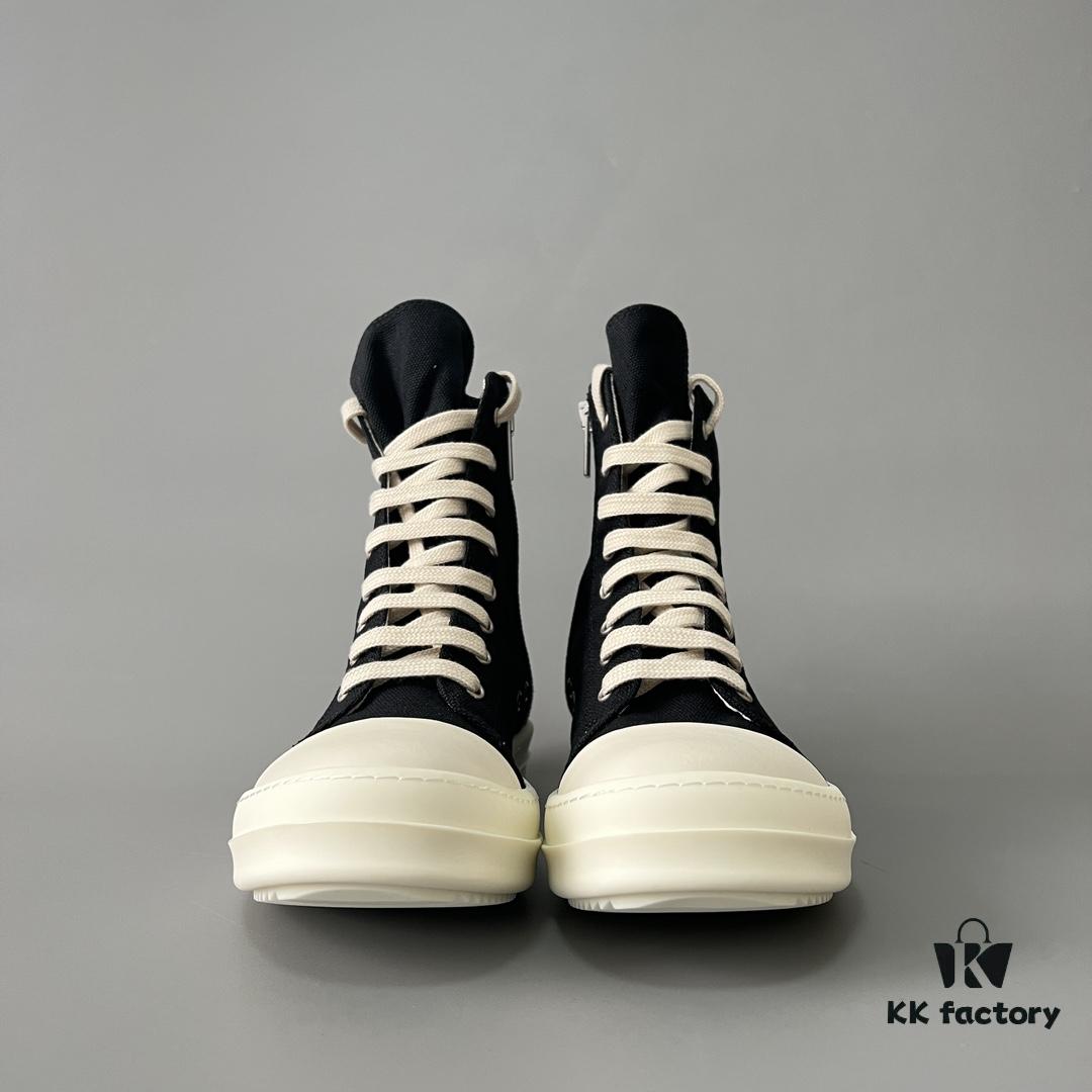 Rick Owens DRKSHDW Classic Canvas High-Top Lace-Up Sneakers with White Tip