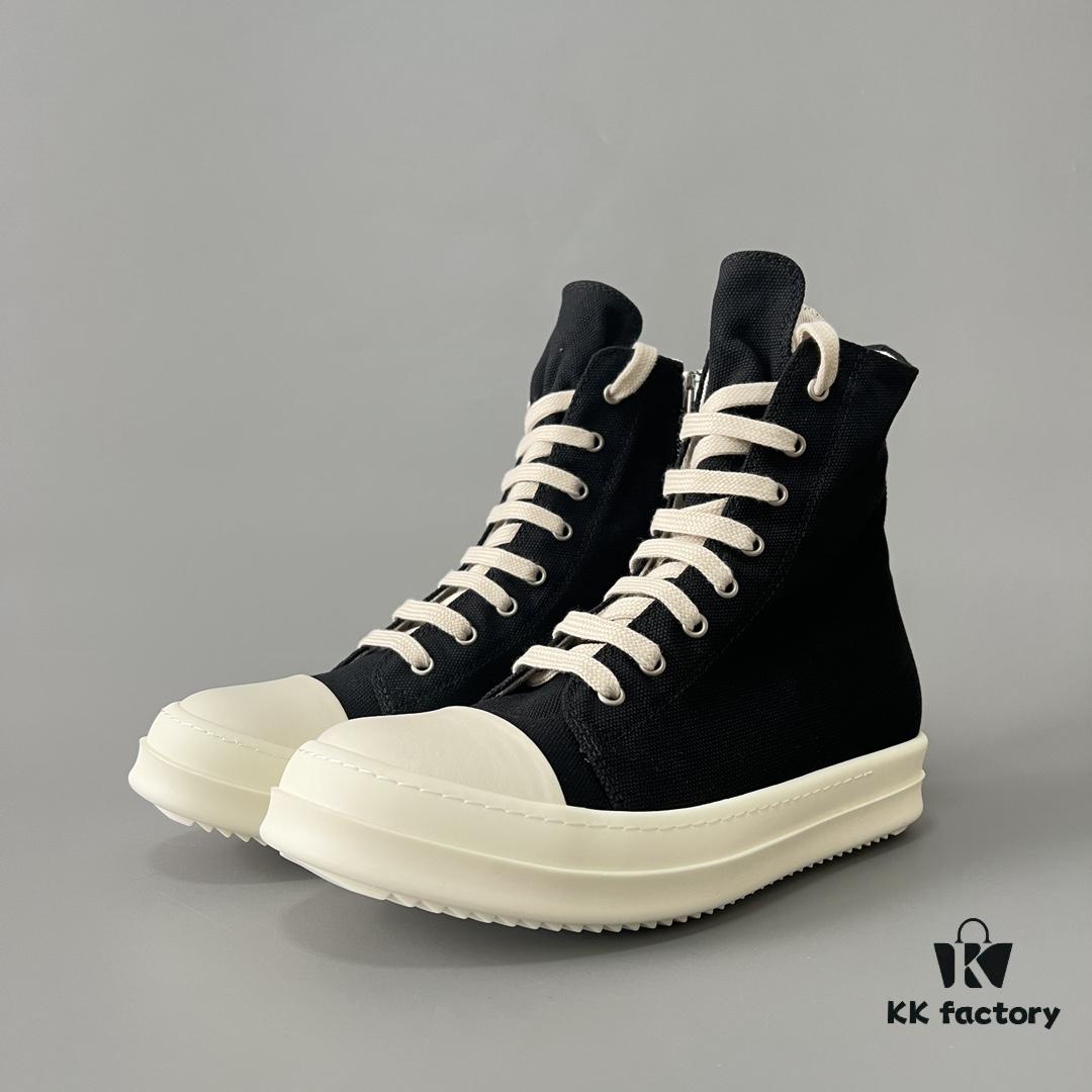 Rick Owens DRKSHDW Classic Canvas High-Top Lace-Up Sneakers with White Tip