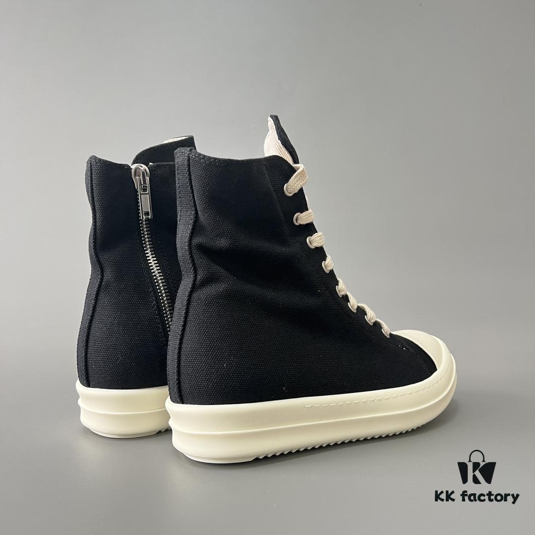 Rick Owens DRKSHDW Classic Canvas High-Top Lace-Up Sneakers with White Tip