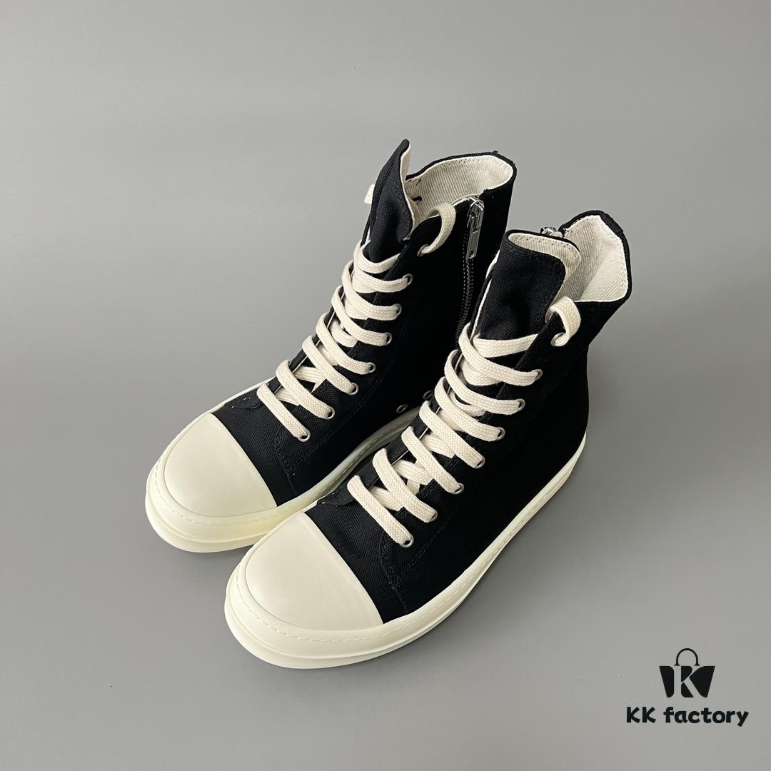 Rick Owens DRKSHDW Classic Canvas High-Top Lace-Up Sneakers with White Tip