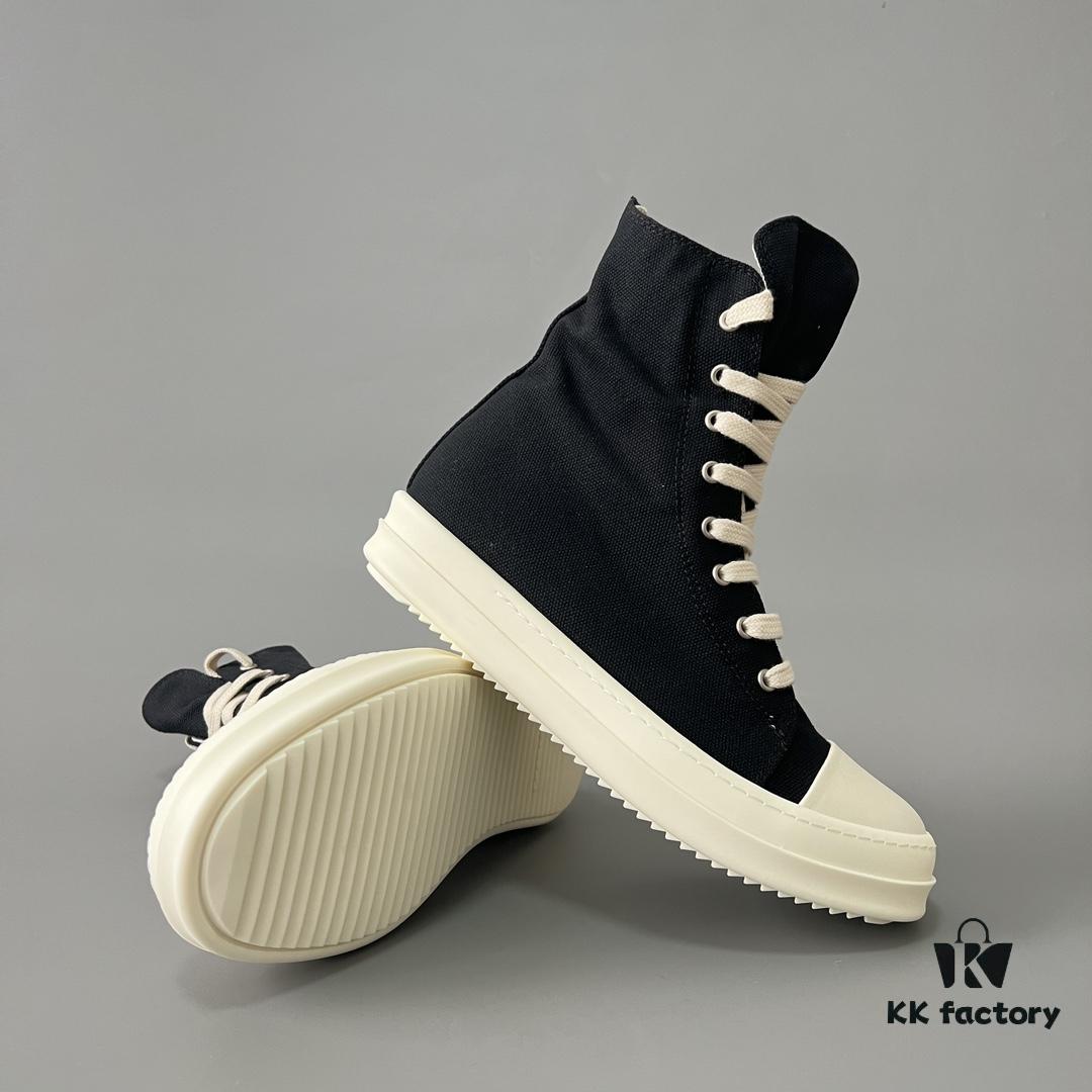 Rick Owens DRKSHDW Classic Canvas High-Top Lace-Up Sneakers with White Tip