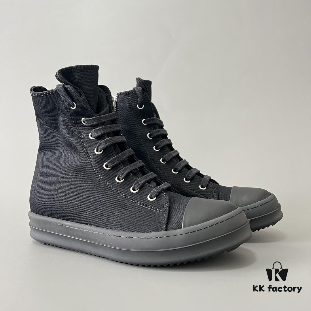 Rick Owens DRKSHDW Textured High-Top Lace-Up Sneakers with Black Toe