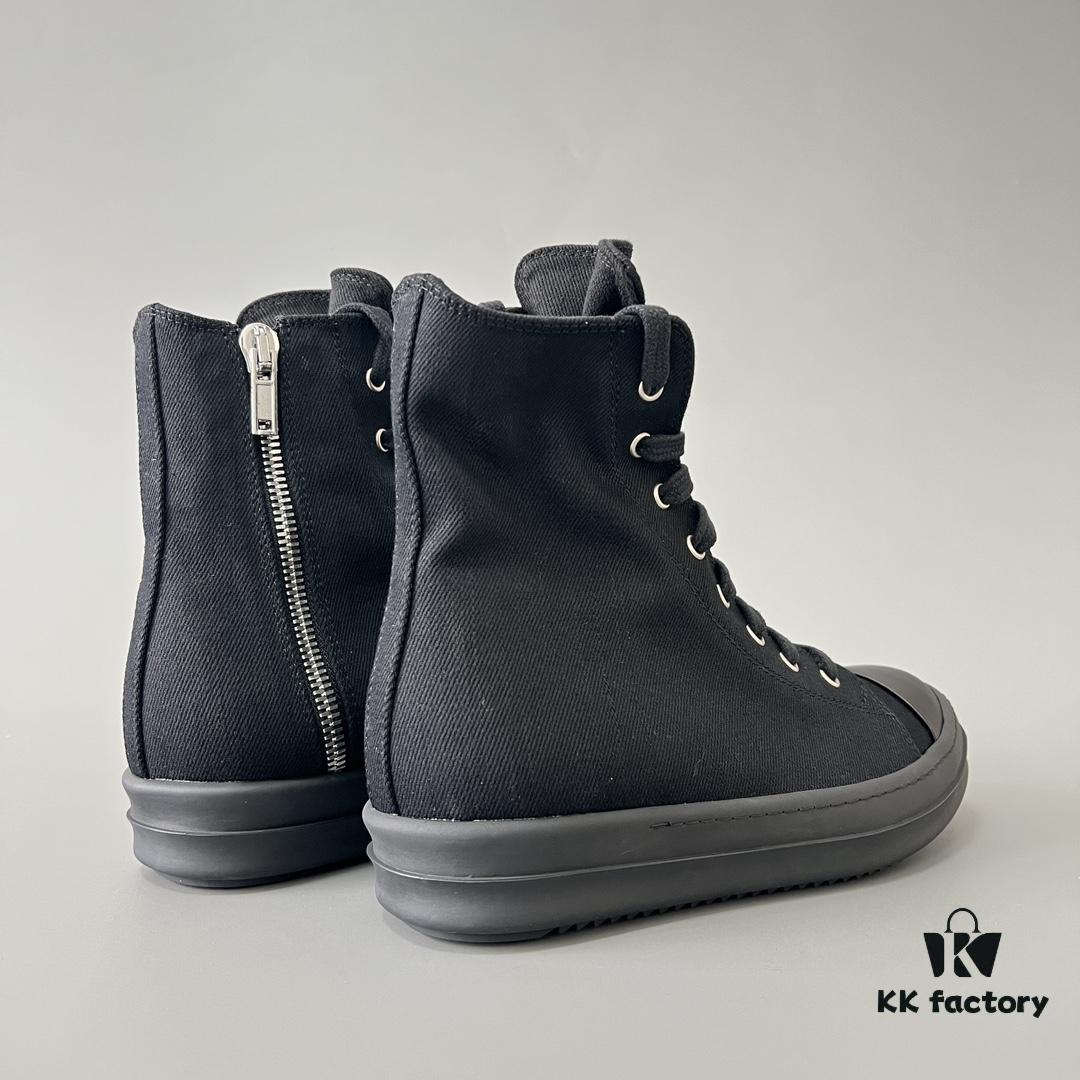 Rick Owens DRKSHDW Textured High-Top Lace-Up Sneakers with Black Toe