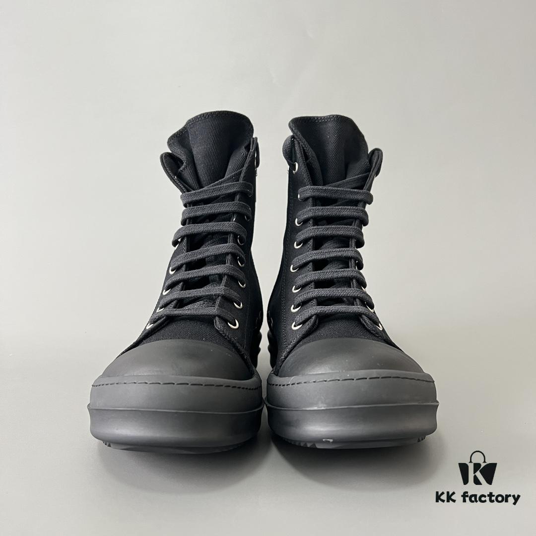 Rick Owens DRKSHDW Textured High-Top Lace-Up Sneakers with Black Toe