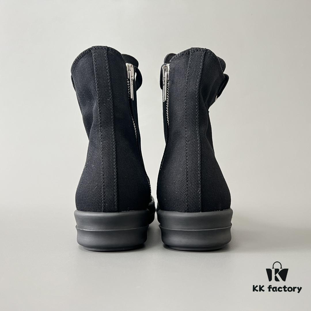 Rick Owens DRKSHDW Textured High-Top Lace-Up Sneakers with Black Toe