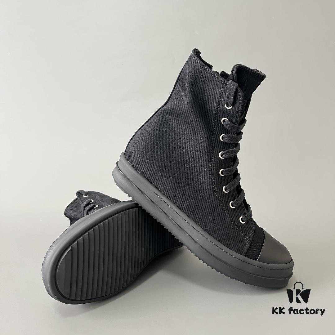 Rick Owens DRKSHDW Textured High-Top Lace-Up Sneakers with Black Toe