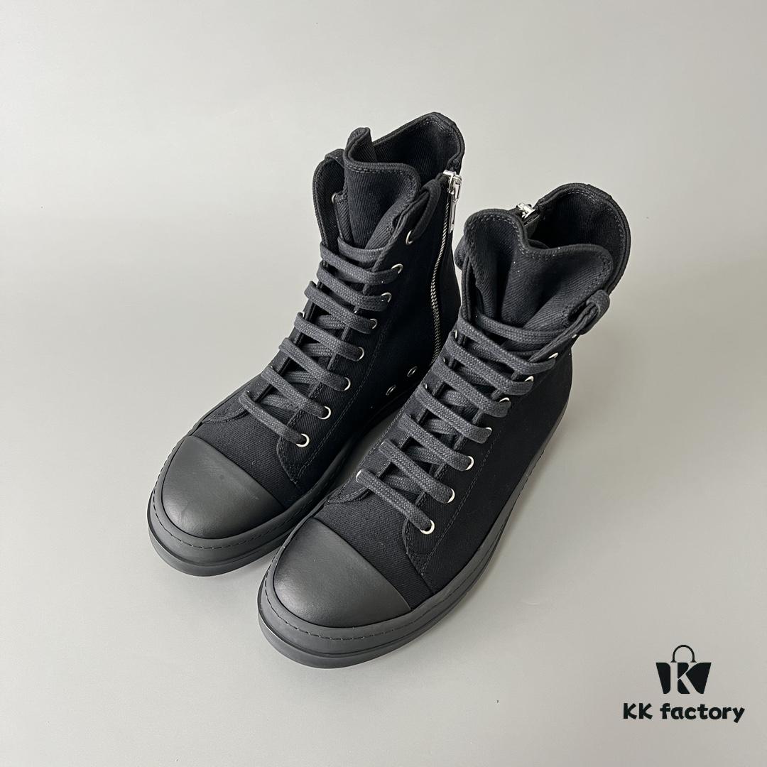 Rick Owens DRKSHDW Textured High-Top Lace-Up Sneakers with Black Toe
