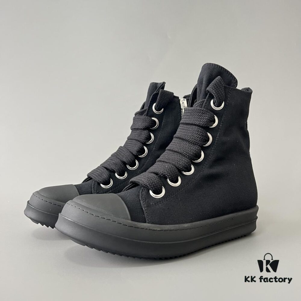 Rick Owens DRKSHDW Textured High-Top Lace-Up Black Sneakers