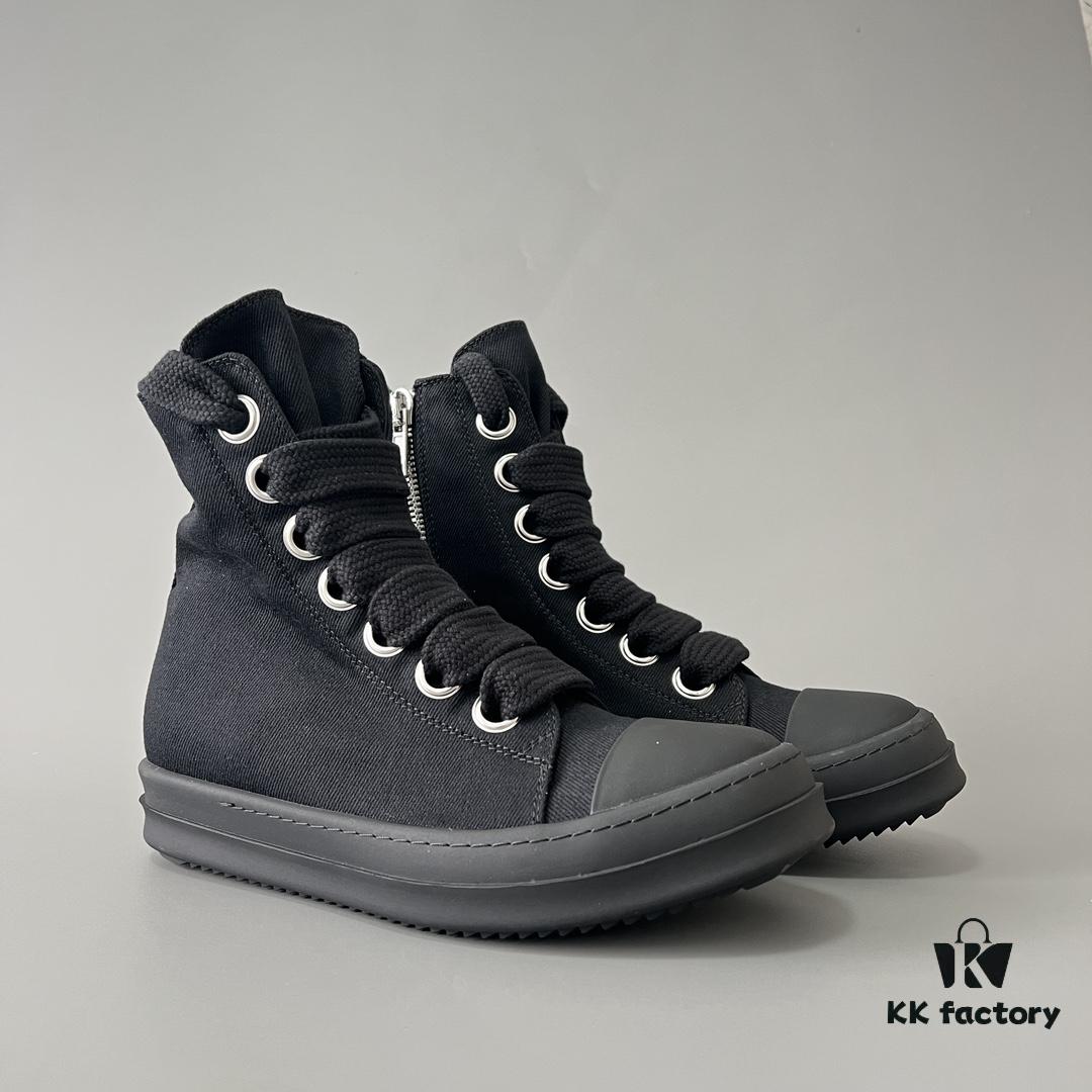 Rick Owens DRKSHDW Textured High-Top Lace-Up Black Sneakers