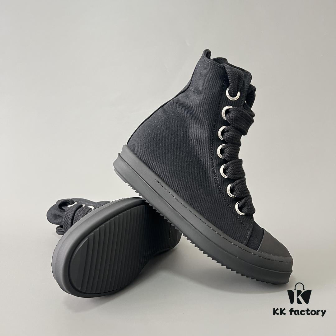 Rick Owens DRKSHDW Textured High-Top Lace-Up Black Sneakers