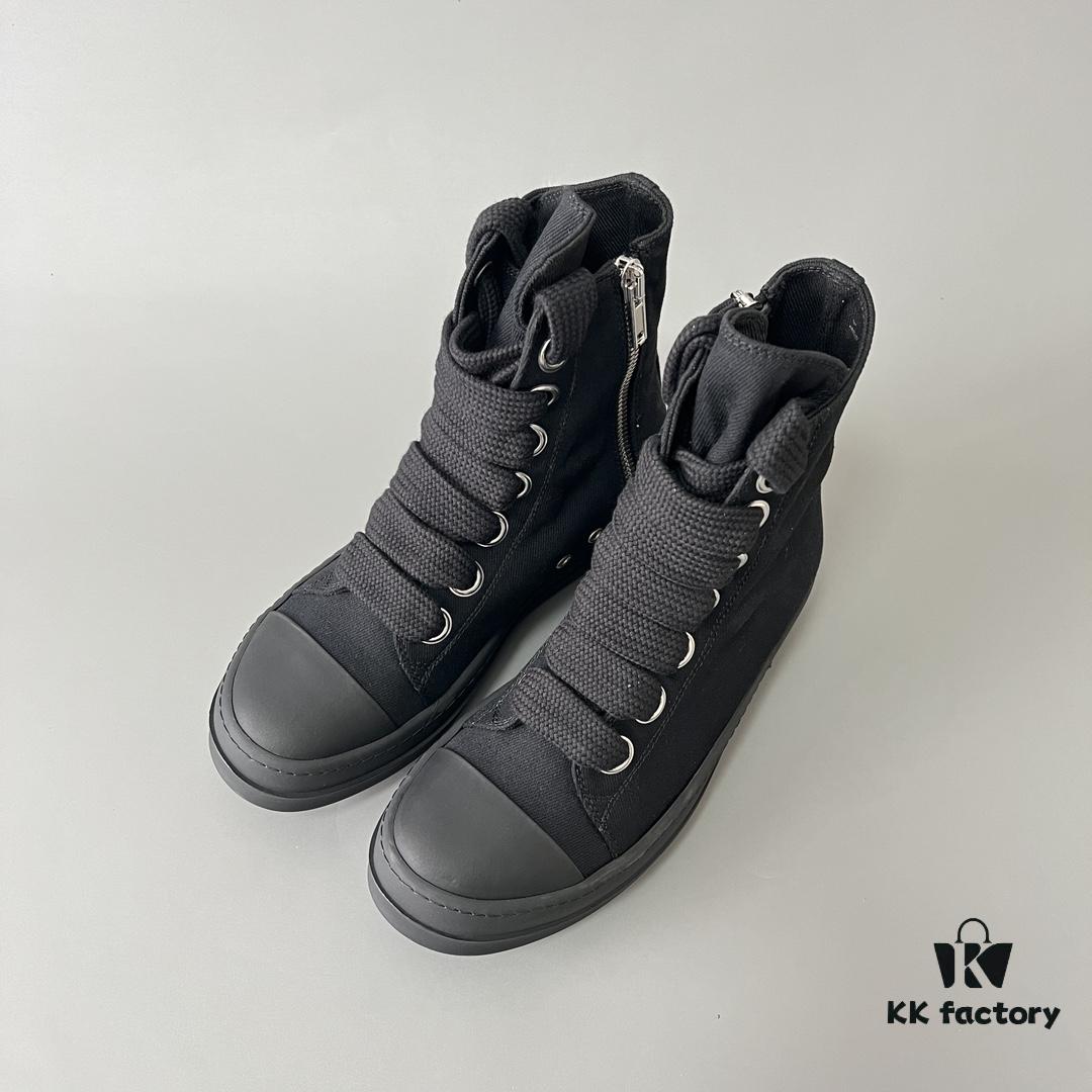 Rick Owens DRKSHDW Textured High-Top Lace-Up Black Sneakers