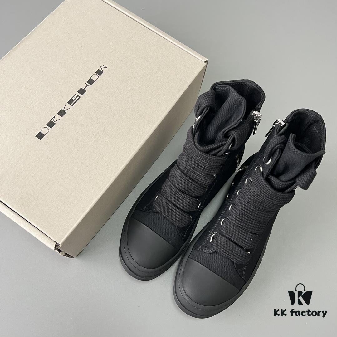 Rick Owens DRKSHDW Textured High-Top Lace-Up Black Sneakers