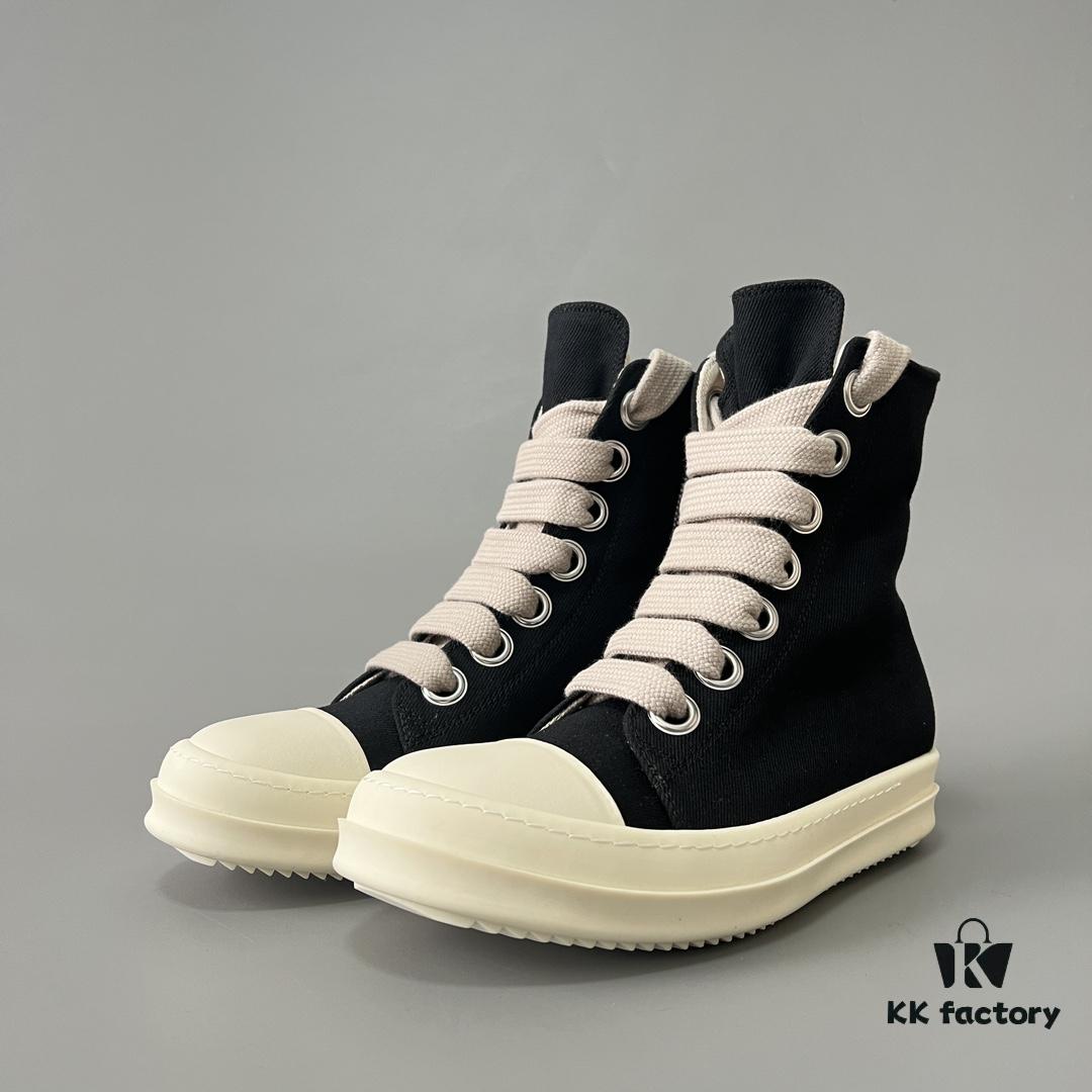 Rick Owens DRKSHDW Black Twill High-Top Sneakers with Chunky Laces