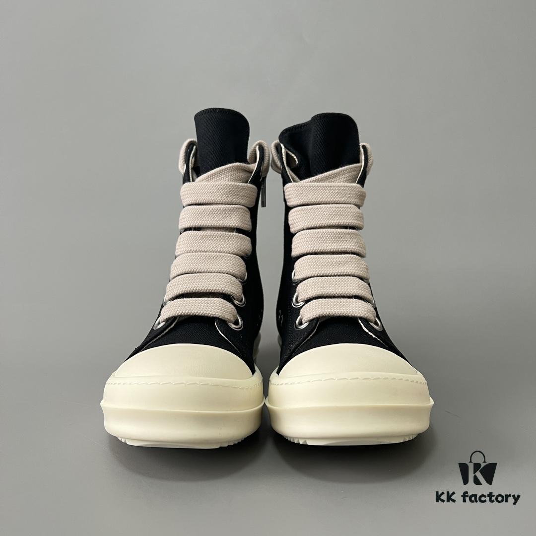 Rick Owens DRKSHDW Black Twill High-Top Sneakers with Chunky Laces