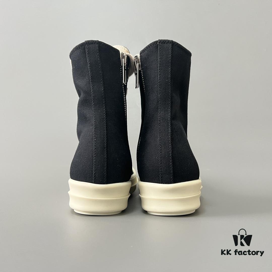 Rick Owens DRKSHDW Black Twill High-Top Sneakers with Chunky Laces