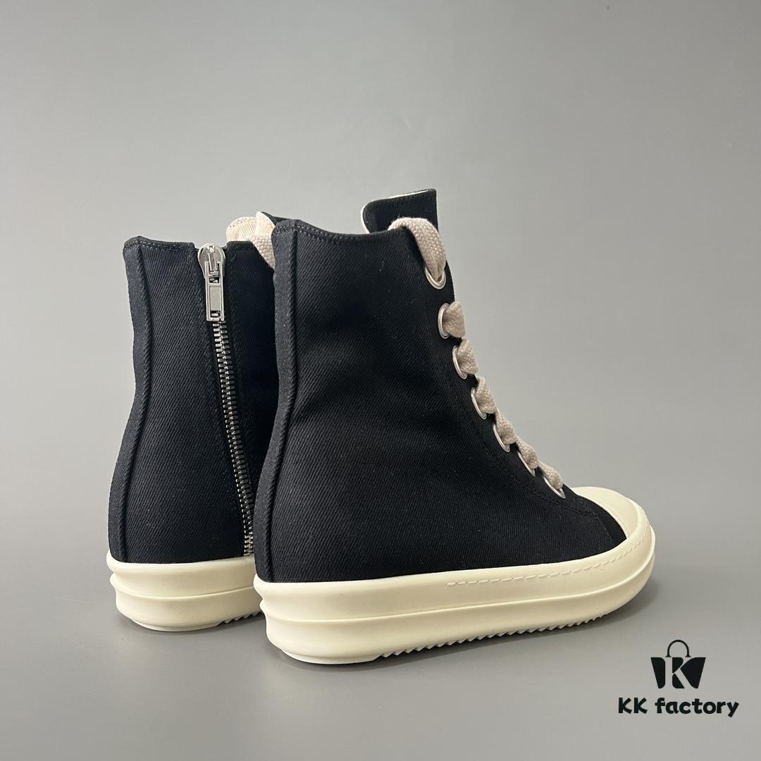 Rick Owens DRKSHDW Black Twill High-Top Sneakers with Chunky Laces