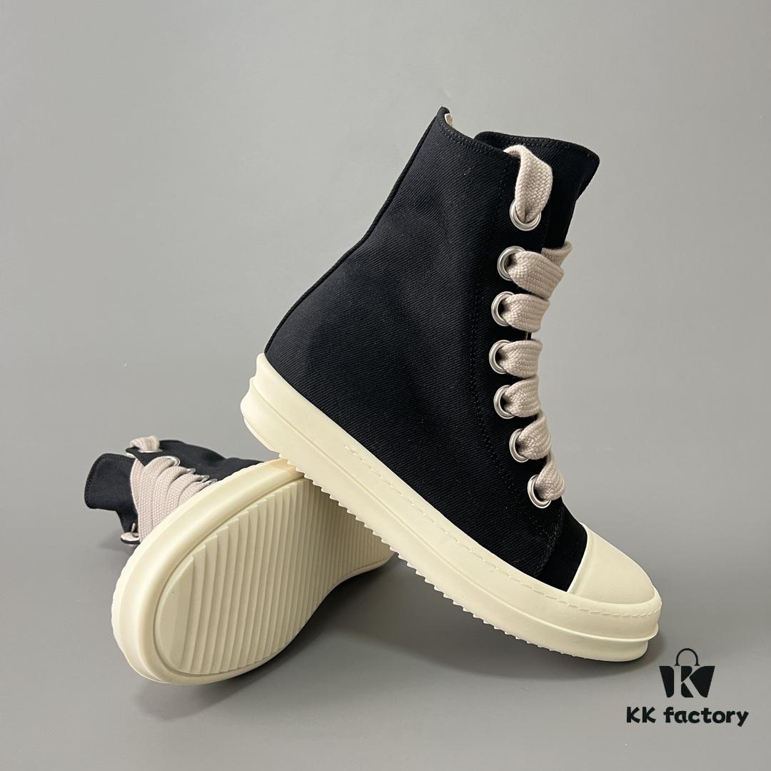 Rick Owens DRKSHDW Black Twill High-Top Sneakers with Chunky Laces