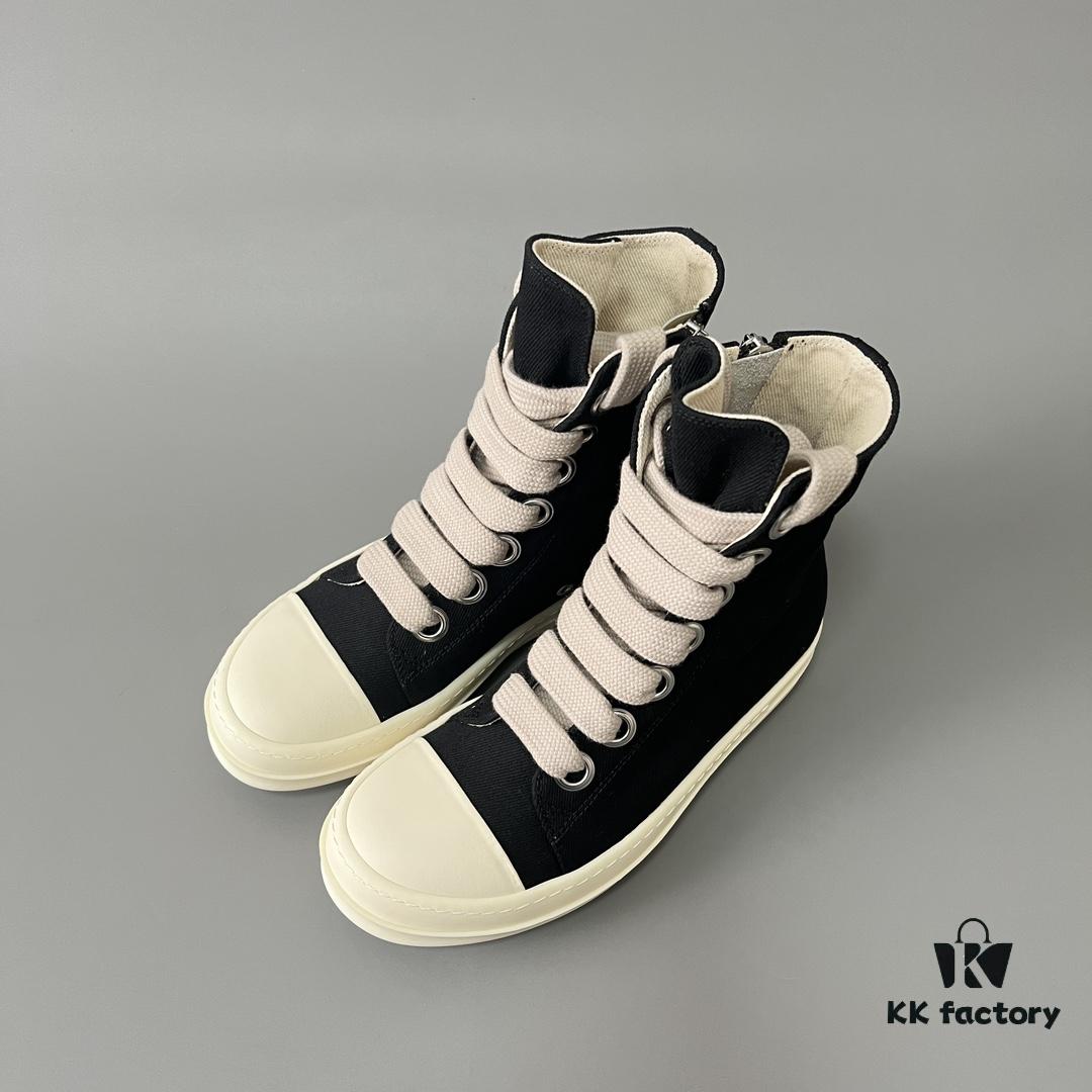 Rick Owens DRKSHDW Black Twill High-Top Sneakers with Chunky Laces