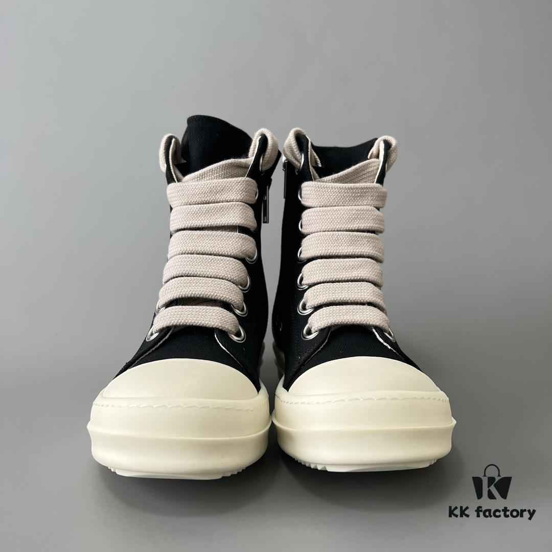 Rick Owens DRKSHDW Textured Mesh Perforated High-Top Lace-Up Sneakers with White Tip