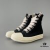 Rick Owens DRKSHDW Textured Mesh Perforated High-Top Lace-Up Sneakers with White Tip