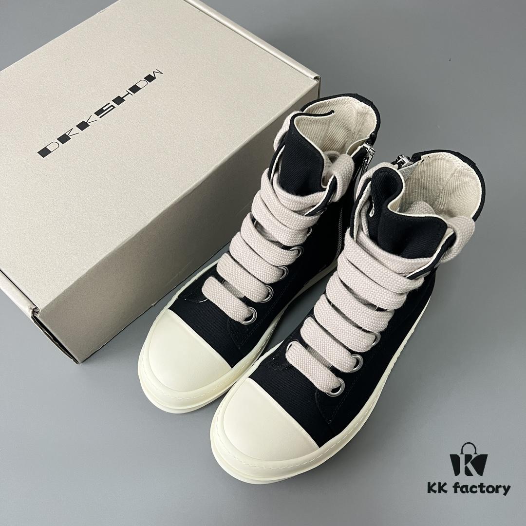 Rick Owens DRKSHDW Black Twill High-Top Sneakers with Chunky Laces