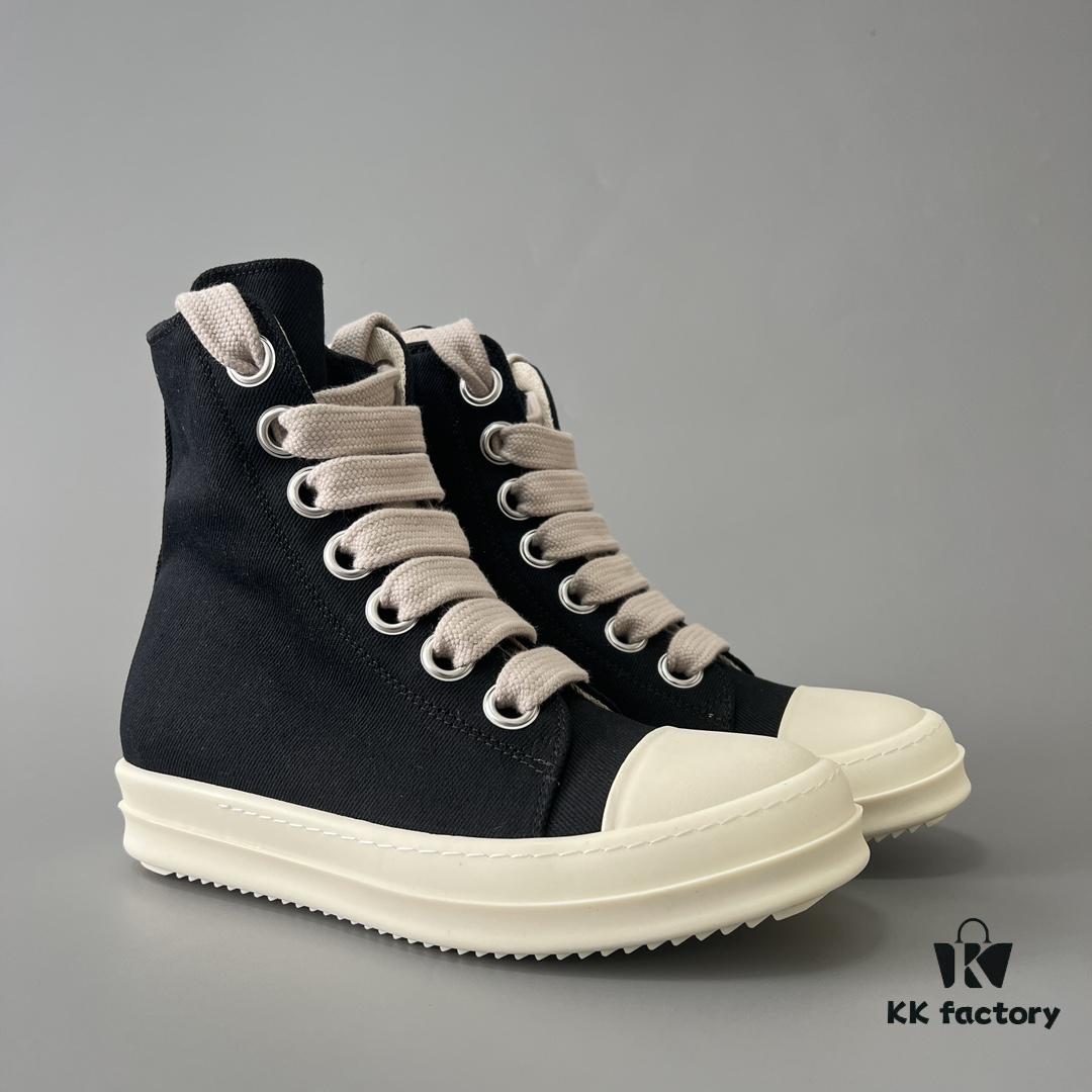 Rick Owens DRKSHDW Textured Mesh Perforated High-Top Lace-Up Sneakers with White Tip