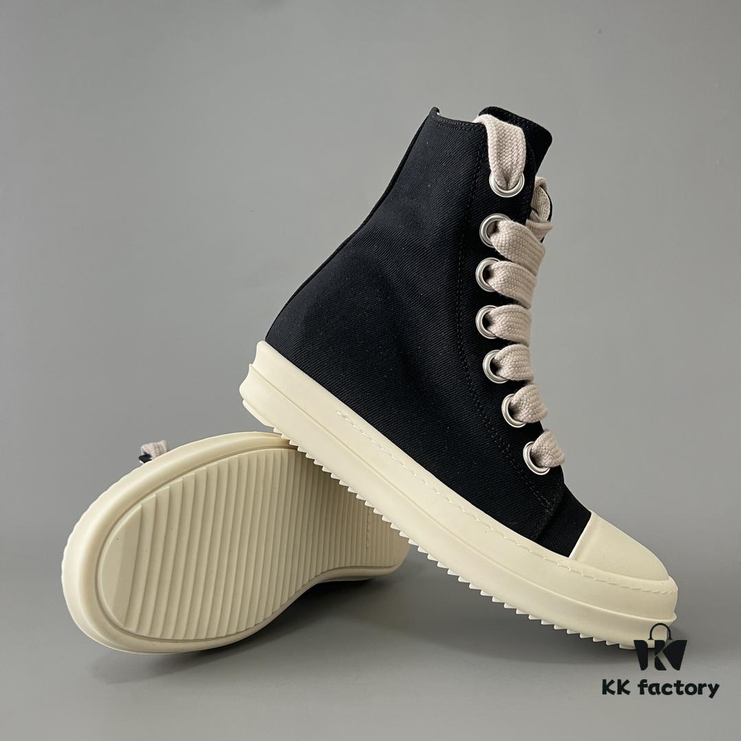 Rick Owens DRKSHDW Textured Mesh Perforated High-Top Lace-Up Sneakers with White Tip