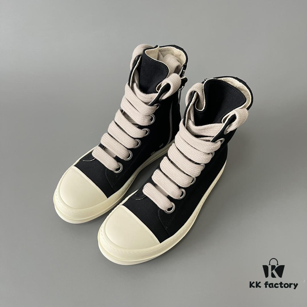 Rick Owens DRKSHDW Textured Mesh Perforated High-Top Lace-Up Sneakers with White Tip