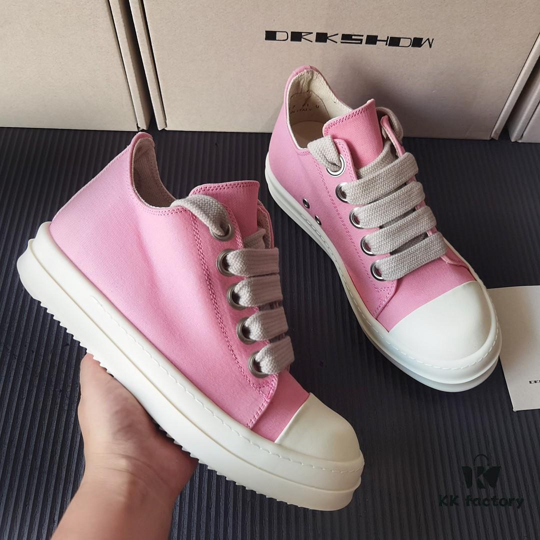Rick Owens DRKSHDW Pink Twill Low-top Sneakers with Chunky Laces