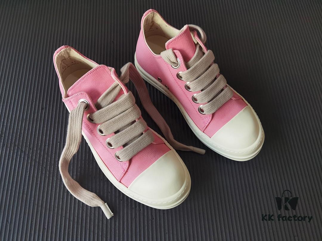 Rick Owens DRKSHDW Pink Twill Low-top Sneakers with Chunky Laces