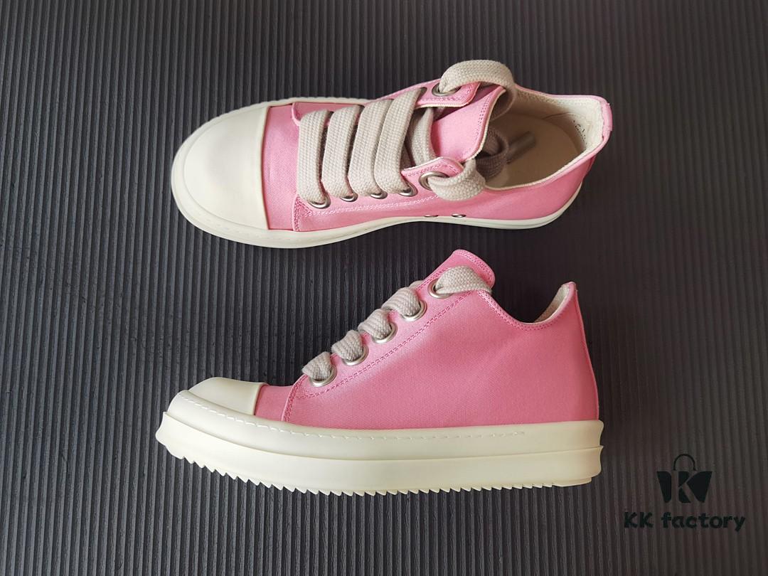 Rick Owens DRKSHDW Pink Twill Low-top Sneakers with Chunky Laces