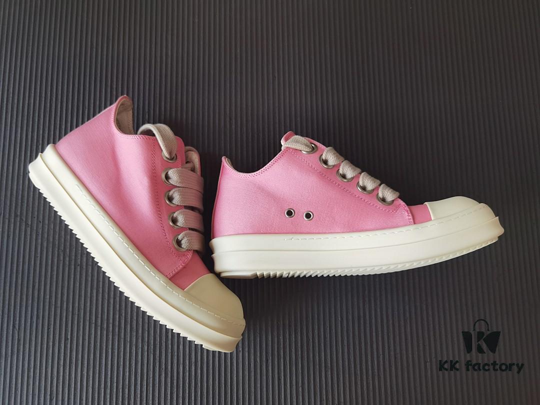 Rick Owens DRKSHDW Pink Twill Low-top Sneakers with Chunky Laces