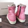 Rick Owens DRKSHDW Pink Twill High-Top Sneakers with Chunky Laces