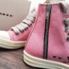 Rick Owens DRKSHDW Pink Twill High-Top Sneakers with Chunky Laces