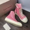 Rick Owens DRKSHDW Pink Canvas High-top Lace-up Sneakers with Heel Logo