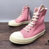 Rick Owens DRKSHDW Pink Canvas High-top Lace-up Sneakers with Heel Logo