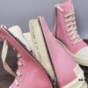 Rick Owens DRKSHDW Pink Canvas High-top Lace-up Sneakers with Heel Logo