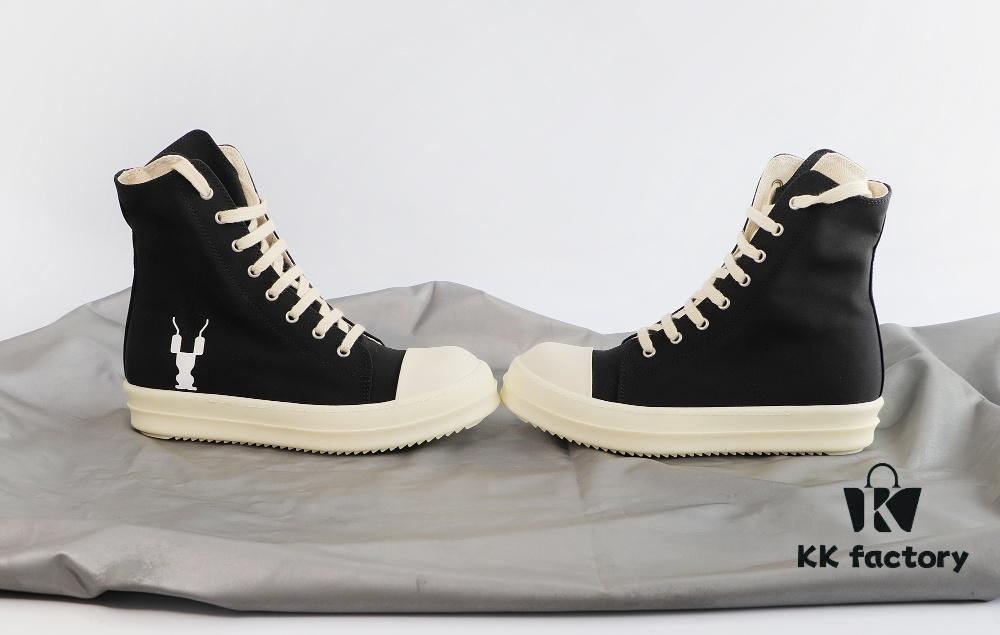 Rick Owens DRKSHDW Textured High-Top Lace-Up with Printed Logo (Note: Logo Only on Right Foot)