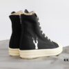 Rick Owens DRKSHDW Textured High-Top Lace-Up with Printed Logo (Note: Logo Only on Right Foot)