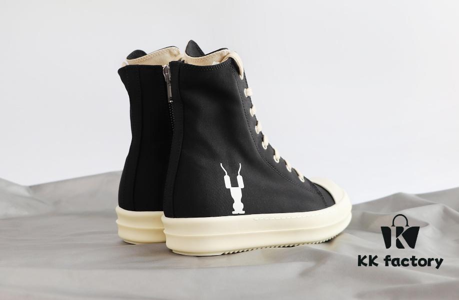 Rick Owens DRKSHDW Textured High-Top Lace-Up with Printed Logo (Note: Logo Only on Right Foot)