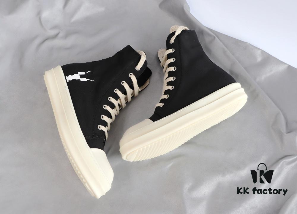 Rick Owens DRKSHDW Textured High-Top Lace-Up with Printed Logo (Note: Logo Only on Right Foot)