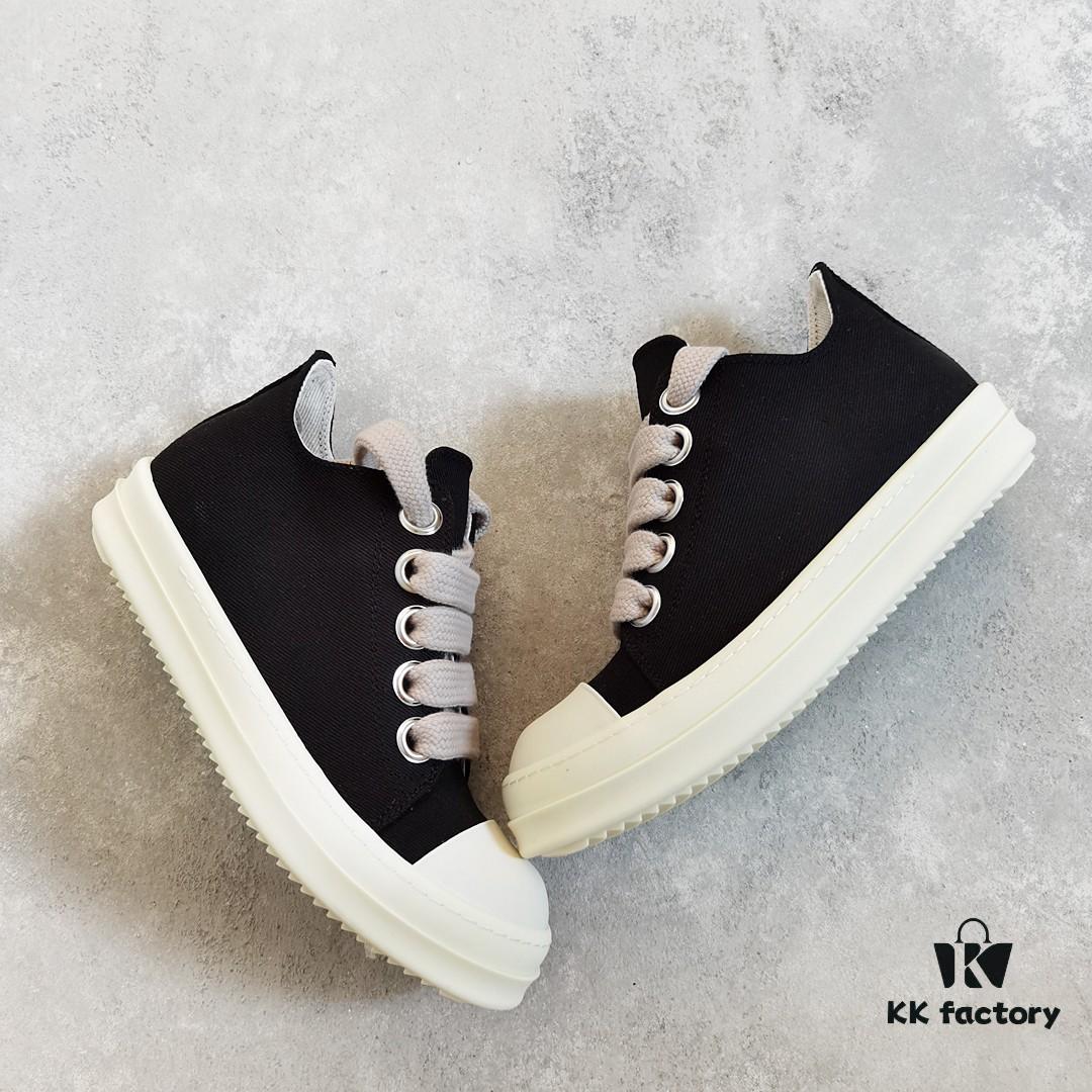 Rick Owens DRKSHDW Black Twill Low-top Sneakers with Chunky Laces