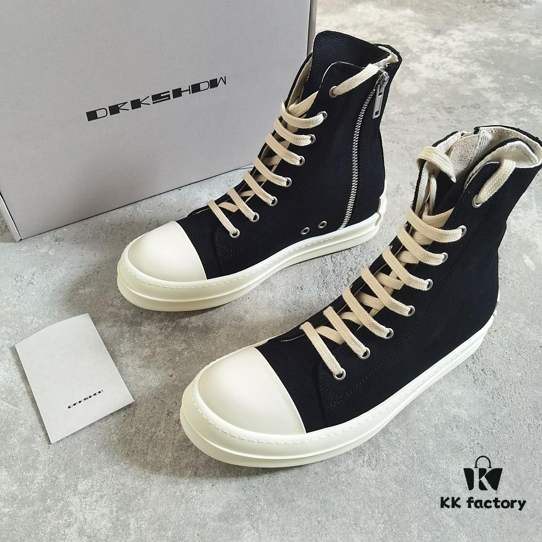 Rick Owens DRKSHDW Classic Canvas High-top Sneakers with Back-Tie Detail and Logo Patch