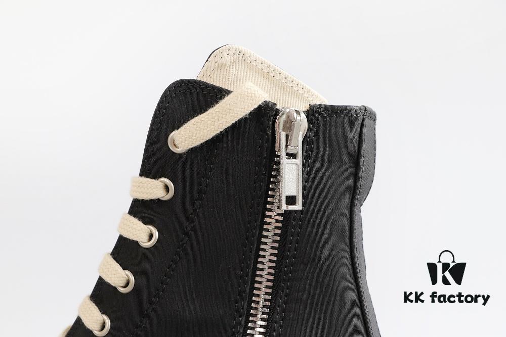 Rick Owens DRKSHDW Textured High-Top Lace-Up with Printed Logo (Note: Logo Only on Right Foot)