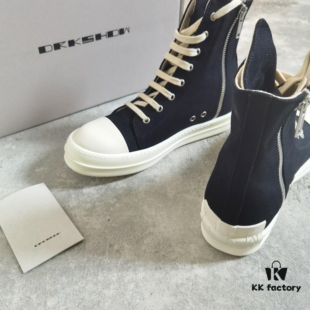 Rick Owens DRKSHDW Classic Canvas High-top Sneakers with Back-Tie Detail and Logo Patch