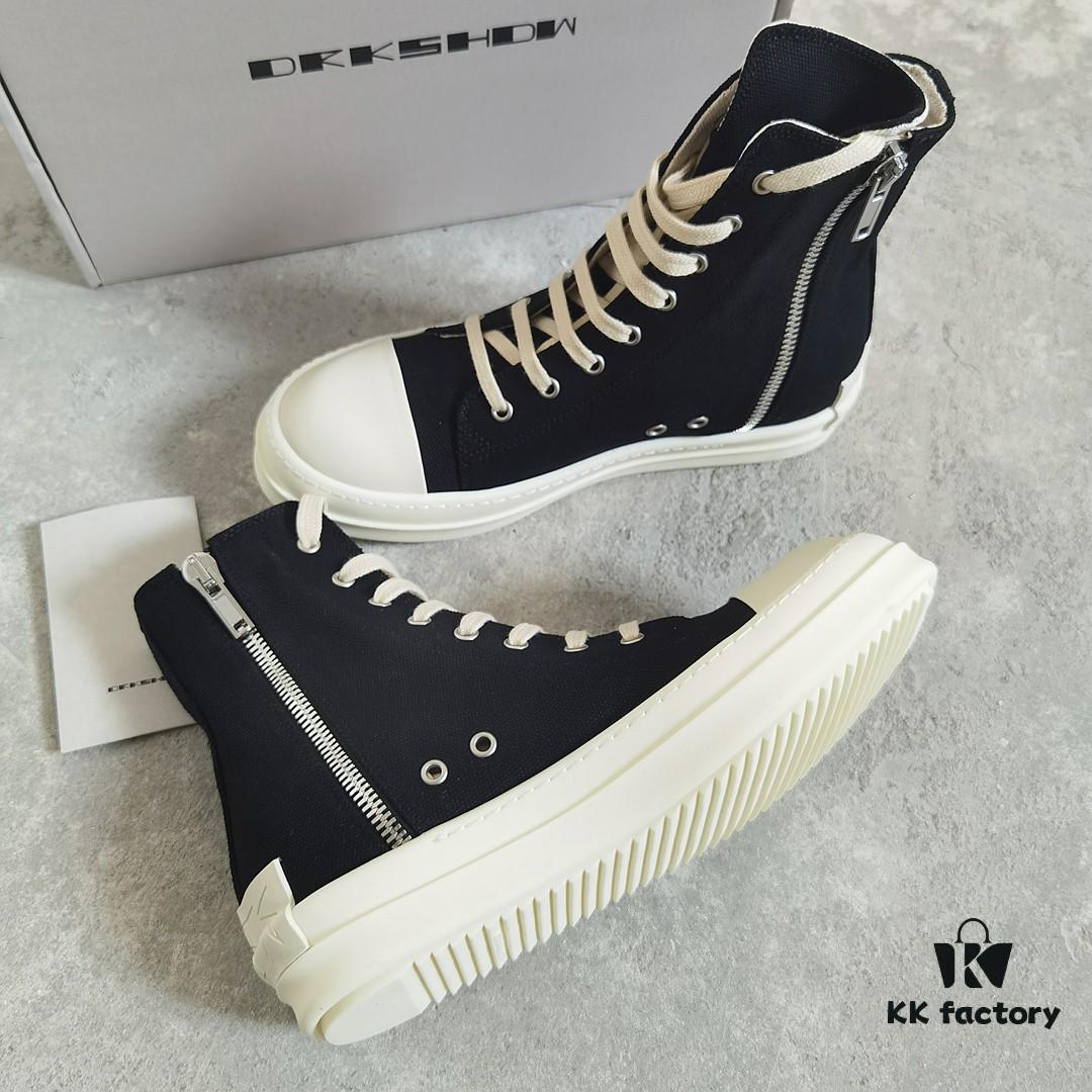 Rick Owens DRKSHDW Classic Canvas High-top Sneakers with Back-Tie Detail and Logo Patch
