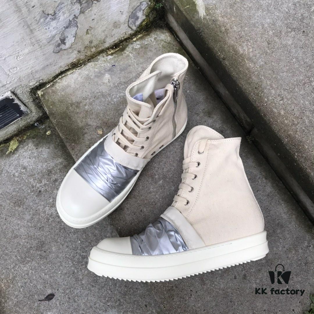 Rick Owens DRKSHDW High-Top Canvas Silver Pleated